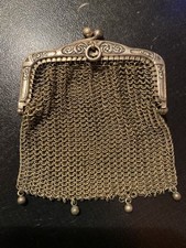 Rare SAC MINAUDIERE ancien METAL ARG. AUMONIERE Porte-Monnaie French Antique