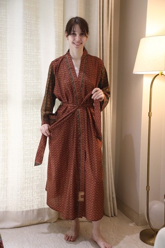 Robe longue kimono marron - , pure