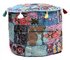 Pouf Ottomane Turquoise Indien