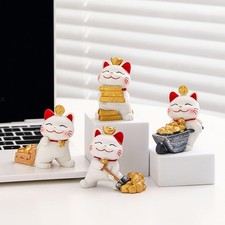 Figurine de Chat Porte-bonheur Sculpture Artisanat Feng Shui Décoration pour La