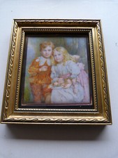 ANCIENNE MINIATURE "FRERE et SOEUR" CADRE BOIS DORE