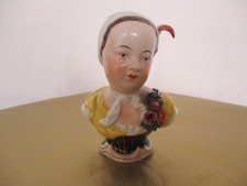 Antique Porcelain German Lady Irosden Sakony Pin Cushion Doll - Good Condition