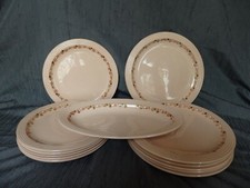LONGWY VIEUX ROSE BETTY EMAUX SERVICE 6 ASSIETTES PLATES + 6 DESSERT + RAVIER