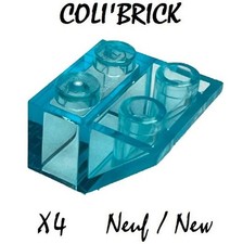 Lego 7261 - 4x Slope inverted 45 2x2 without Bottom Tube- Trans Light Blue -NEUF