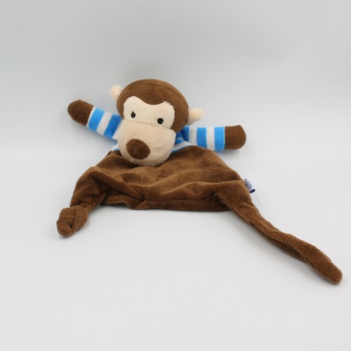 Doudou plat singe marron - , bleu