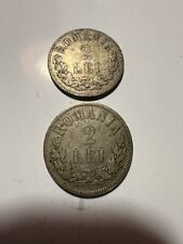 2 Lei 1873 2 Lei 1875 Argent Silver Coin Xix Eme Roumanie Tb Ttb YY
