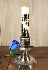 Ancien Bougeoir Flambeau en Bronze Argenté Style Regence pour Bougie Large