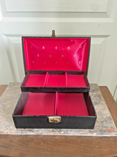 Ancien Boite Bijoux Cuir Noir