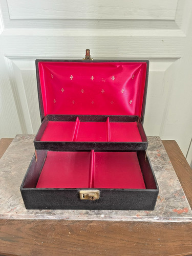 Ancien boite bijoux - cuir, noir