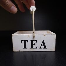 N9319 boite récipient panier thé bois métal blanc noir fait main design vintage