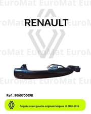 Poignée neuve avant gauche noir Renault Mégane III 2009–2016 - Réf 806070009R
