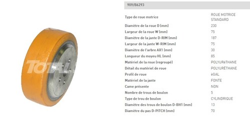 Roue motrice hyster 230 - roue, 75