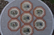 ENSEMBLE  7 ASSIETTES ANGLAISES ANCIENNES OCTOGONALES ADAMS ILLUSTRATION DICKENS