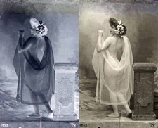 photo NEGATIF verre NU EROTIQUE  1900  / 9 x 14.5 cm / 215 /  risque sexy nude