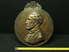 215mm MEDAILLON BRONZE A.BARGAS ASSASSINAT DU PRESIDENT SADI CARNOT 1894 à LYON