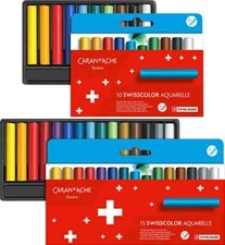 Pastels cire soluble dans l'eau Caran d'Ache Swisscolor - Boîte de 10 ou 15