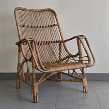 Fauteuil vintage 1960 rotin - vintage,