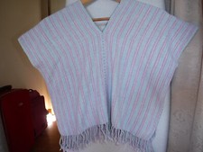Débardeur bleu turquoise rayé rose, T40/42, tissé et cousu main, en parfait état