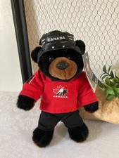 825⚜️ Peluche Ours Nounours de Collection Canada Hockey Avec Étiquette H 26 Cm