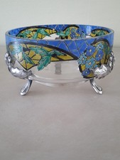 coupe centre de table jardinière  verre émaillé Art Déco Mazoyer