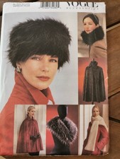7505 PATRON VINTAGE VOGUE 5 CREATIONS CHAPEAU/COL/ CAPE/ ETOLE  S AU XL
