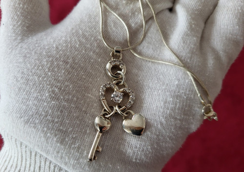 Pendentif argent motif coeurs - pendentif,