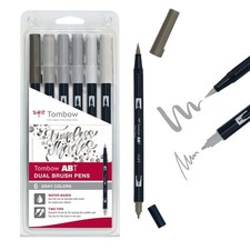 ABT-6P-6 Feutre pinceau ABT Dual Brush Pen double pointes à base d'eau Set de...