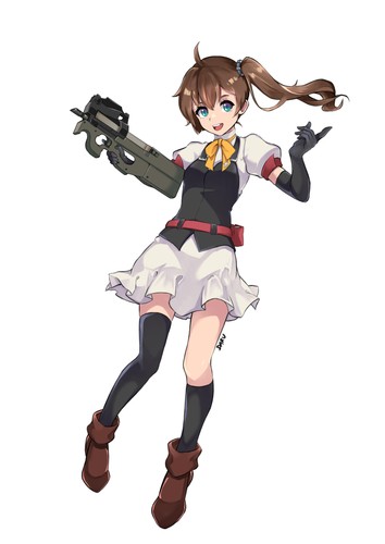 Anime girls gun p90 weapon - anime,