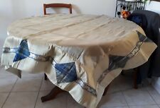 Nappe ou surnappe en organza carré transparente bleue/or, 150 cm x 150 cm