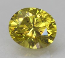 0.26 Carat Canari Jaune VVS1 Ovale Naturel Amélioré Diamant 4.22X3.67mm W Vidéo