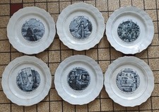 6 Assiette desserts PARLANTES Ancienne Moulin des loups RARE Modèle LES CHANSONS