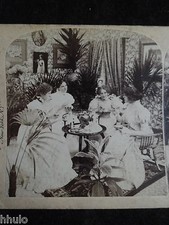 STA021 Scène de genre mode robe déco 1897 STEREO Photographie Stereoview albumen