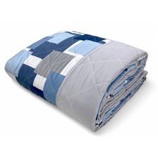 Couette noeud – couvre-lit matelassé à carreaux bleus – mi-saison, microfibre do