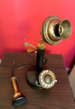 Téléphone Fixe Unique Marron Antique Vintage En Laiton À Disque Rotatif