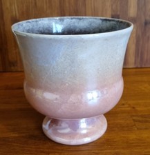 Cache-pot Vase vintage Strehla Germany céramique rose irisé