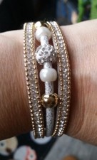 bracelet cristal et perles blanc et doré idéal cadeau de Noël