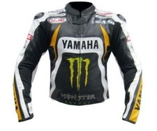 YAMAHA Veste en Cuir de Moto Veste de Motard en Cuir Hommes Veste en Cuir Motard