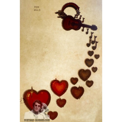 Guitar rainbow and hearts - rainbow,,