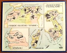 c. 1940 - LOT DE 10 CARTONS DE LOTO ANCIEN JEU WITHO FRANCE COLONIES PROPAGANDE