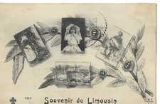 CPA souvenir du  Limousin , coiffe jeune fille . musicien Vielle à roue