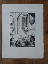ANONYME-GRAVURE SUR BOIS ORIGINALE- TIMBRE SEC-MUSICIENS ORCHESTRE