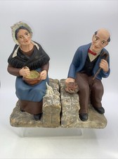 Santon  Serre livre 21 cm de haut  Couple de vieux Plâtre ancien de MELOSI