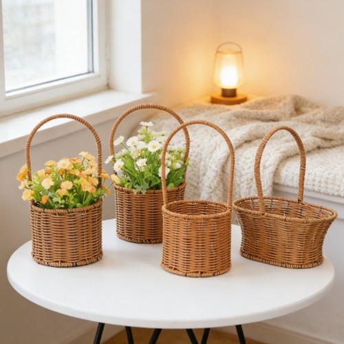 Panier fleurs style tissé - fleurs,