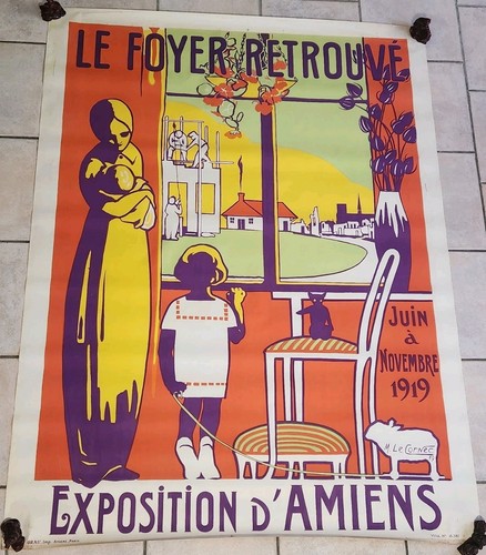 Affiche ancienne 1919 foyer - ancienne,