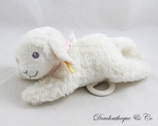 Peluche musicale agneau STEIFF blanc bandana rose mouton 26 cm (VI-24623)