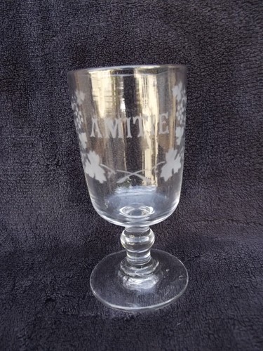 Ancien verre soufflé gravé - ancien,