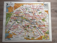 CARTE SCOLAIRE MURALE VIDAL -LABLACHE numéro 24 PARIS CAPITALE et  ENVIRONS