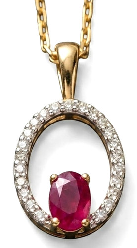 Pendentif ruby ovale or - ovale, en
