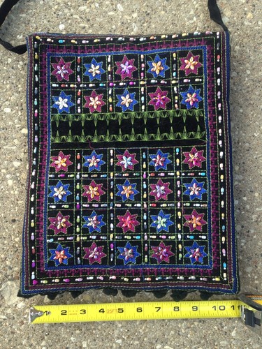 Black velvet purse embroidered - velvet,