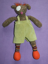 MOULIN ROTY DOUDOU PELUCHE MONSIEUR CHIEN MARRON ORANGE SALOPETTE VERT ETAT NEUF